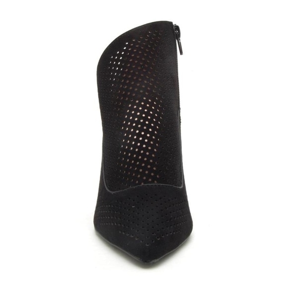 SLEEK ASYMMETRY!  Black Vegan Suede Shootie - Picture 3 of 5